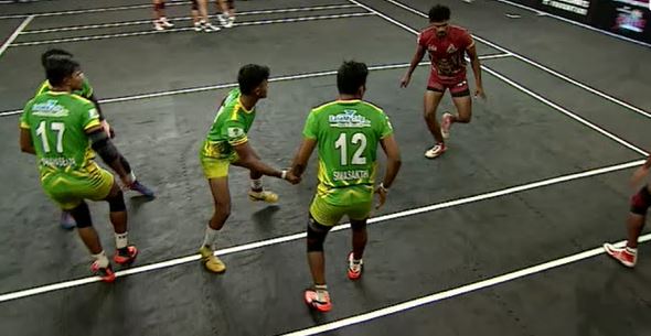 Palani Tuskers overpower Shiva Krishna Thelgu's raid