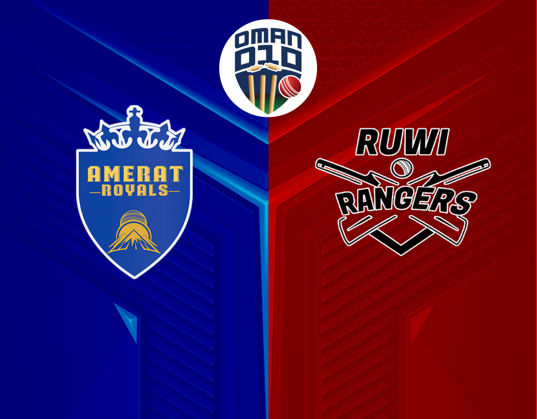 Match 10 of oman d10 league, 2024: amerat royals vs ruwi rangers banner
