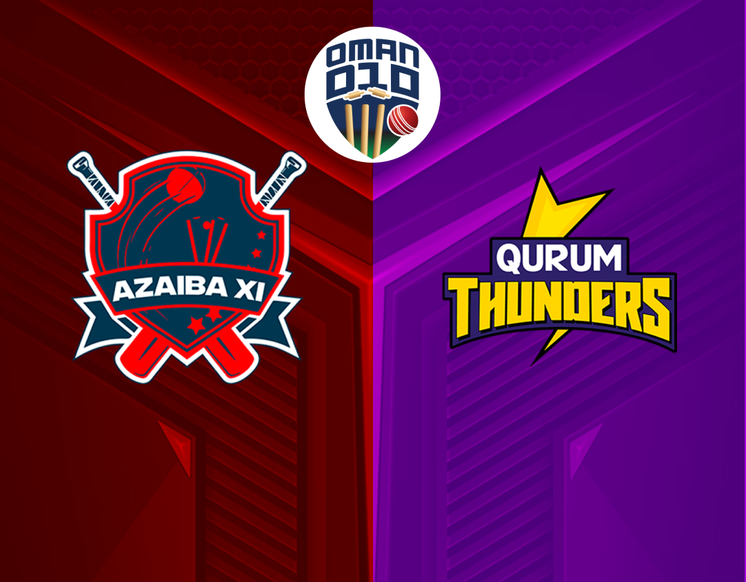 Match 12 of oman d10 league, 2024: azaiba xi vs qurum thunders banner