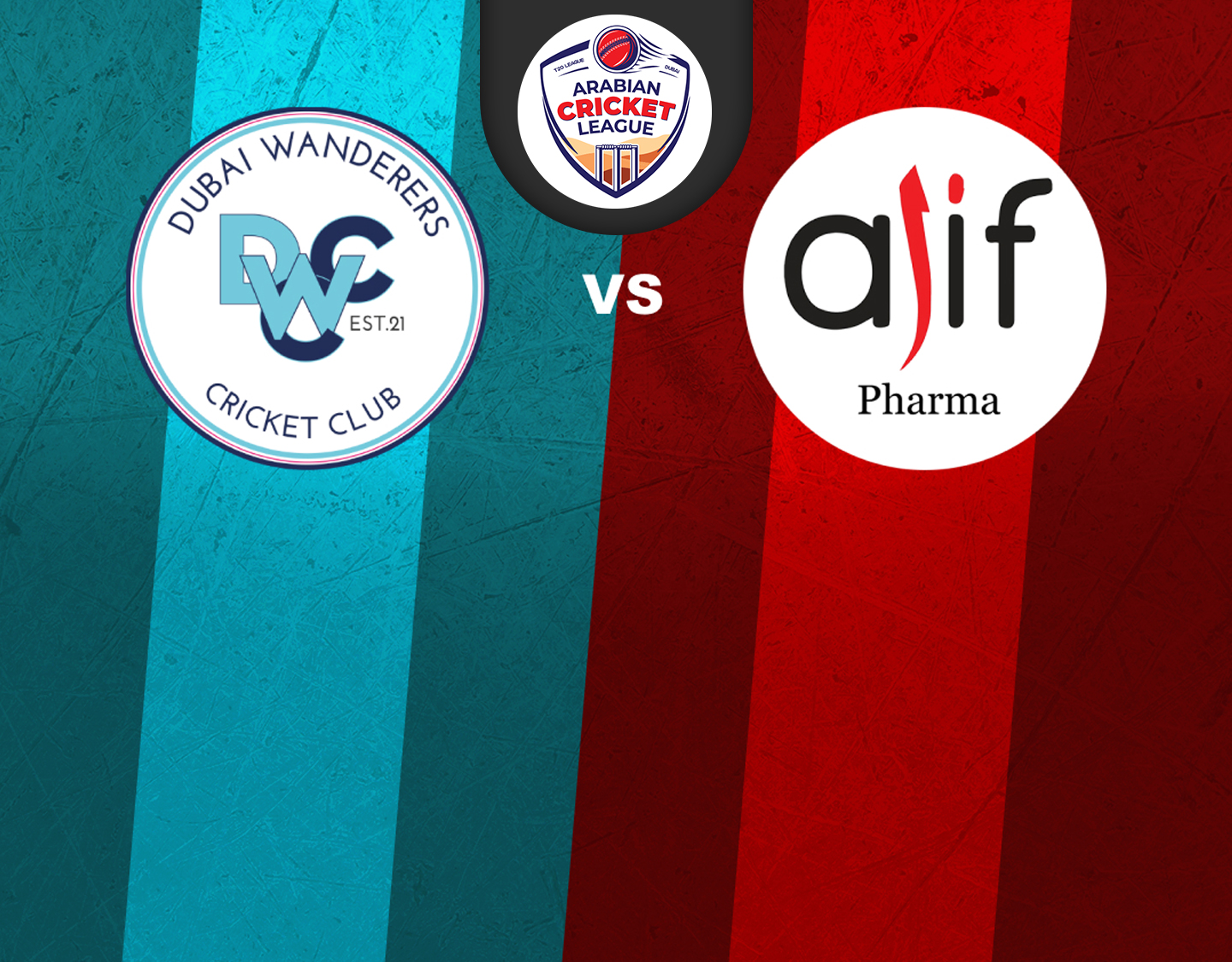 Match 38 of icca arabian cricket league round 2: dubai wanderers vs alif pharma banner