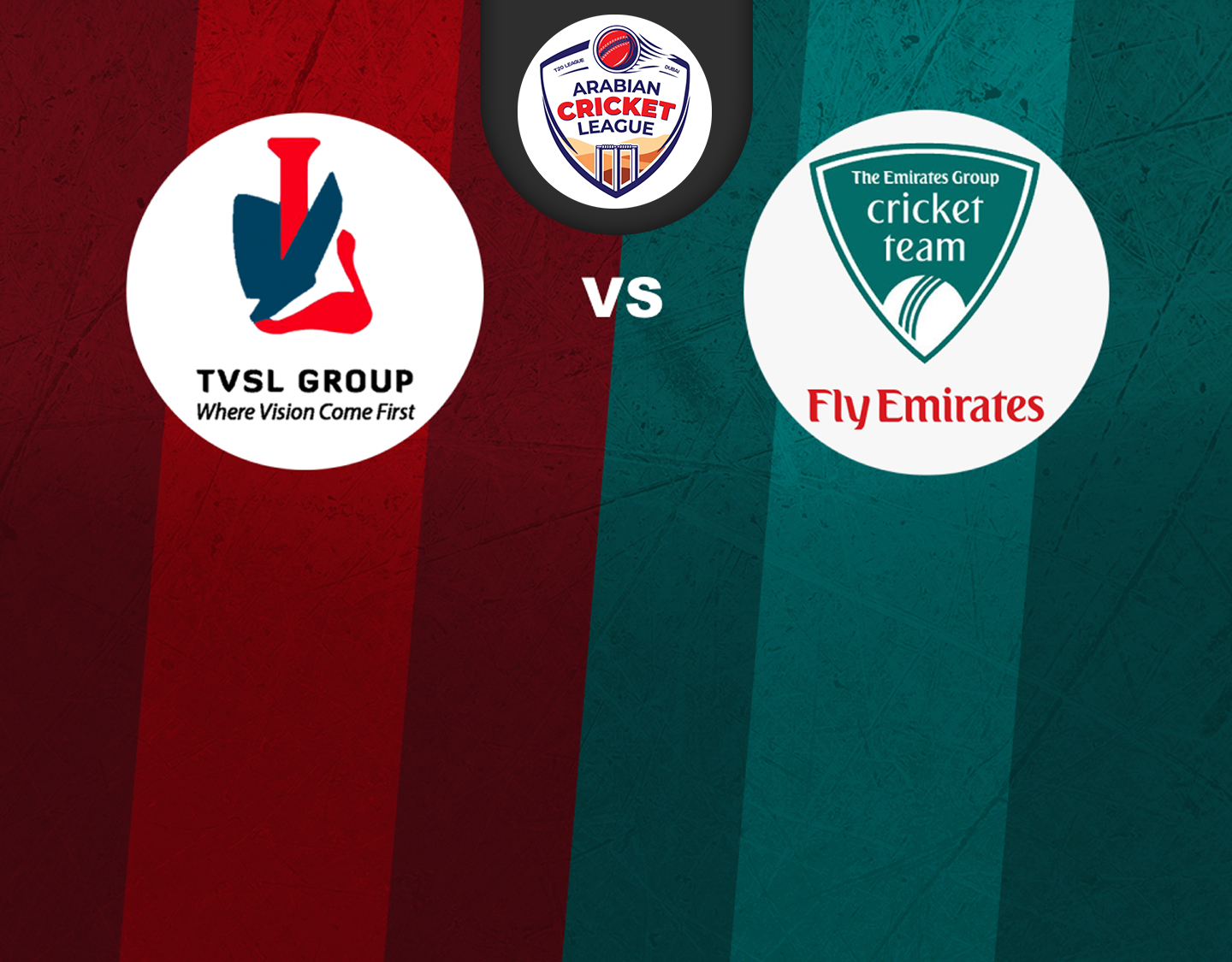 Match #66 of icca arabian cricket league round 2: the vision shipping vs fly emirates banner