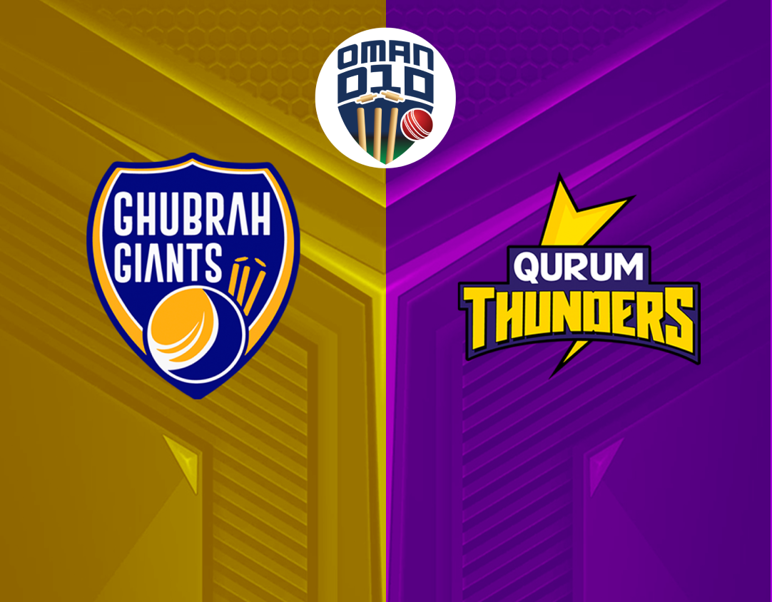 Match 36 of oman d10 league, 2024: ghubrah giants vs qurum thunders banner