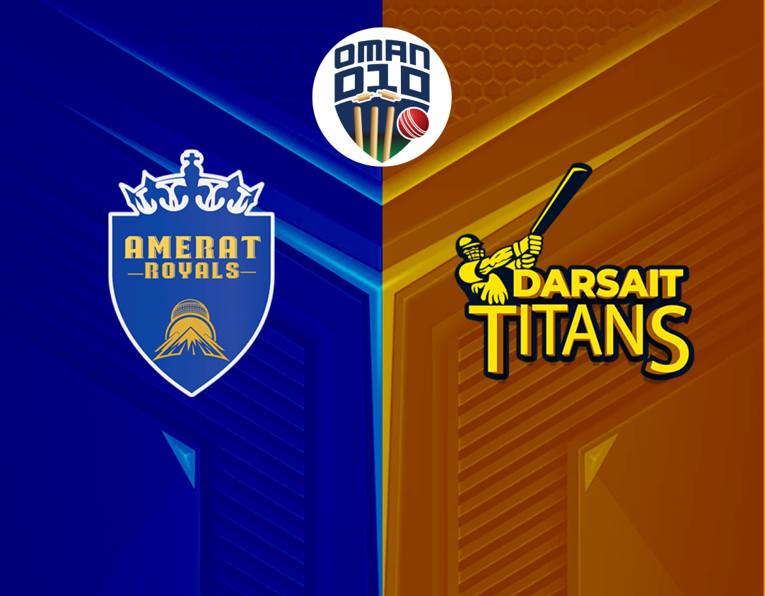 Match 7 of oman d10 league, 2024: amerat royals vs darsait titans banner