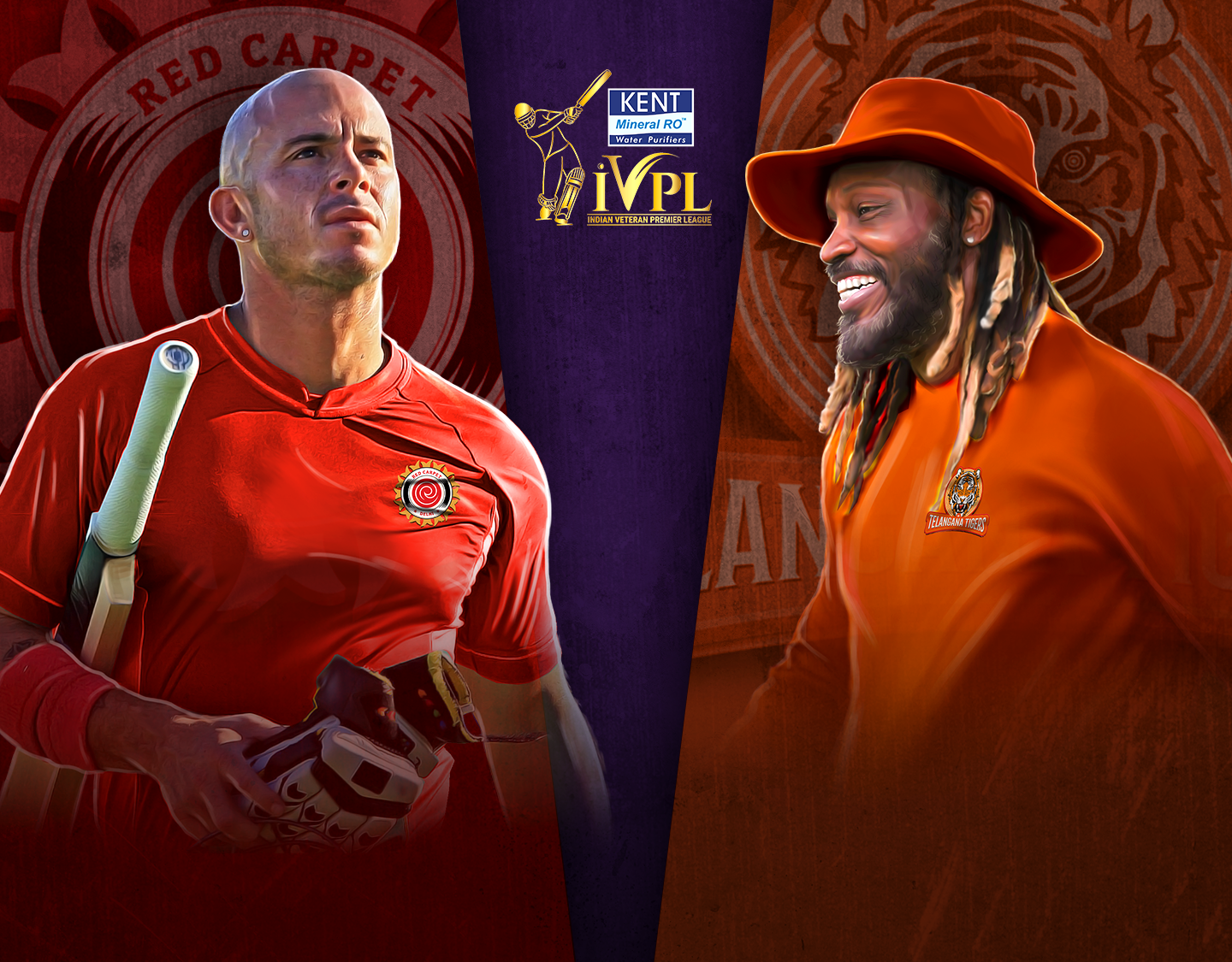 Match 15 of indian veterans premier league: red carpet delhi vs telangana tigers banner