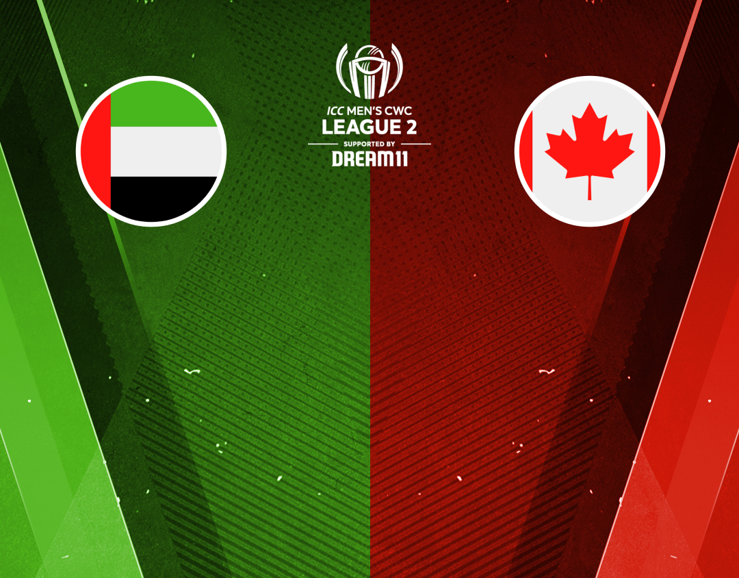 Match 4 of icc cwc league 2, 2023-27: united arab emirates vs canada banner