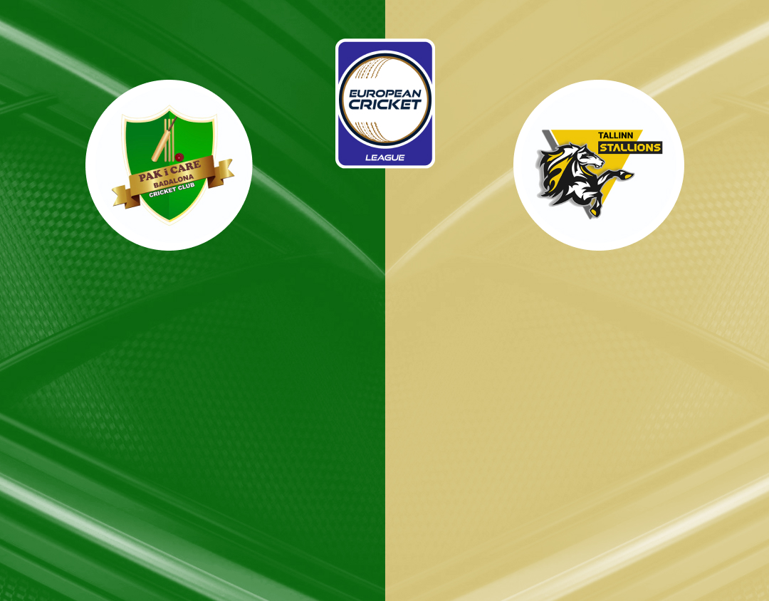 Match #79 of european cricket league, 2024: pak i care badalona vs tallinn stallions banner