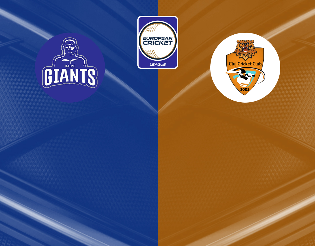 Match #97 of european cricket league, 2024: cluj vs calpe giants banner