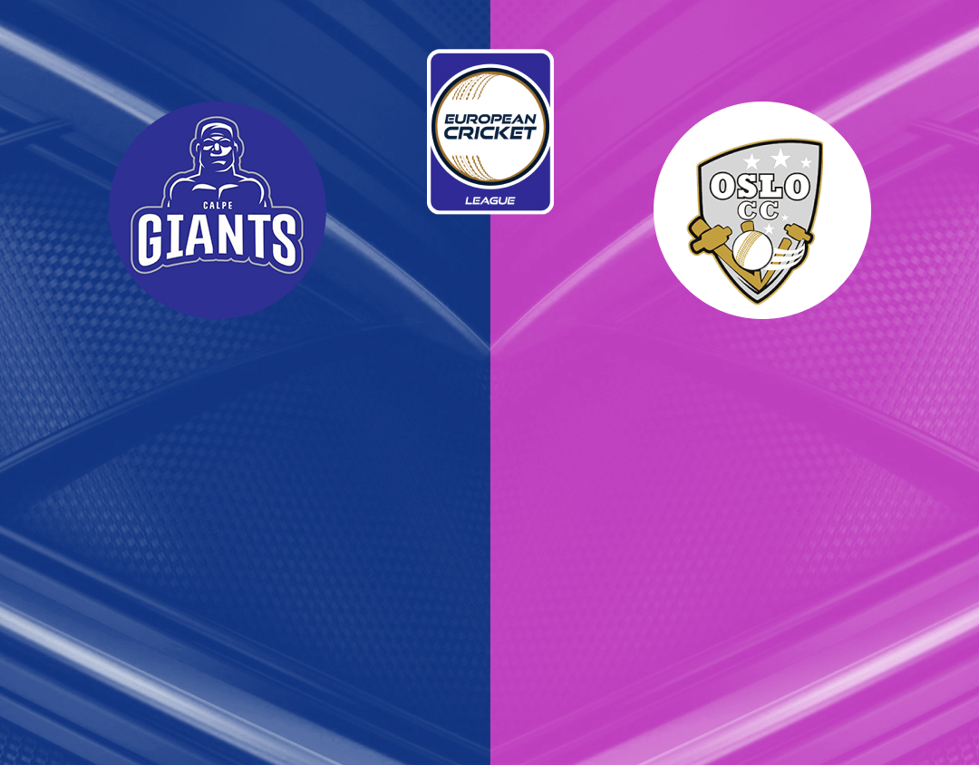 Match #95 of european cricket league, 2024: oslo ck vs calpe giants banner