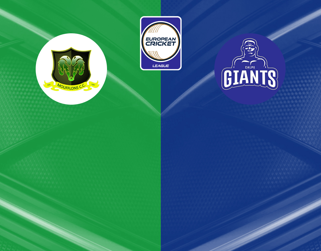 Match #92 of european cricket league, 2024: moufflons vs calpe giants banner