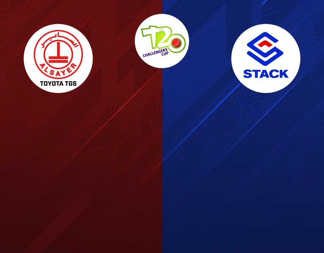 Match 45 of kcc t20 challengers cup, 2024: stack cc xi vs toyota tgs banner
