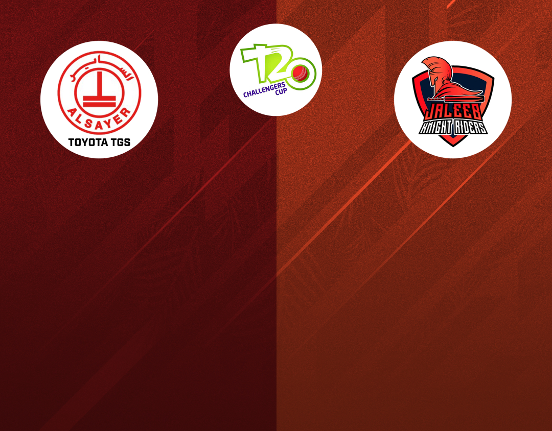Match 53 of kcc t20 challengers cup, 2024: toyota tgs vs jeleeb knight riders banner