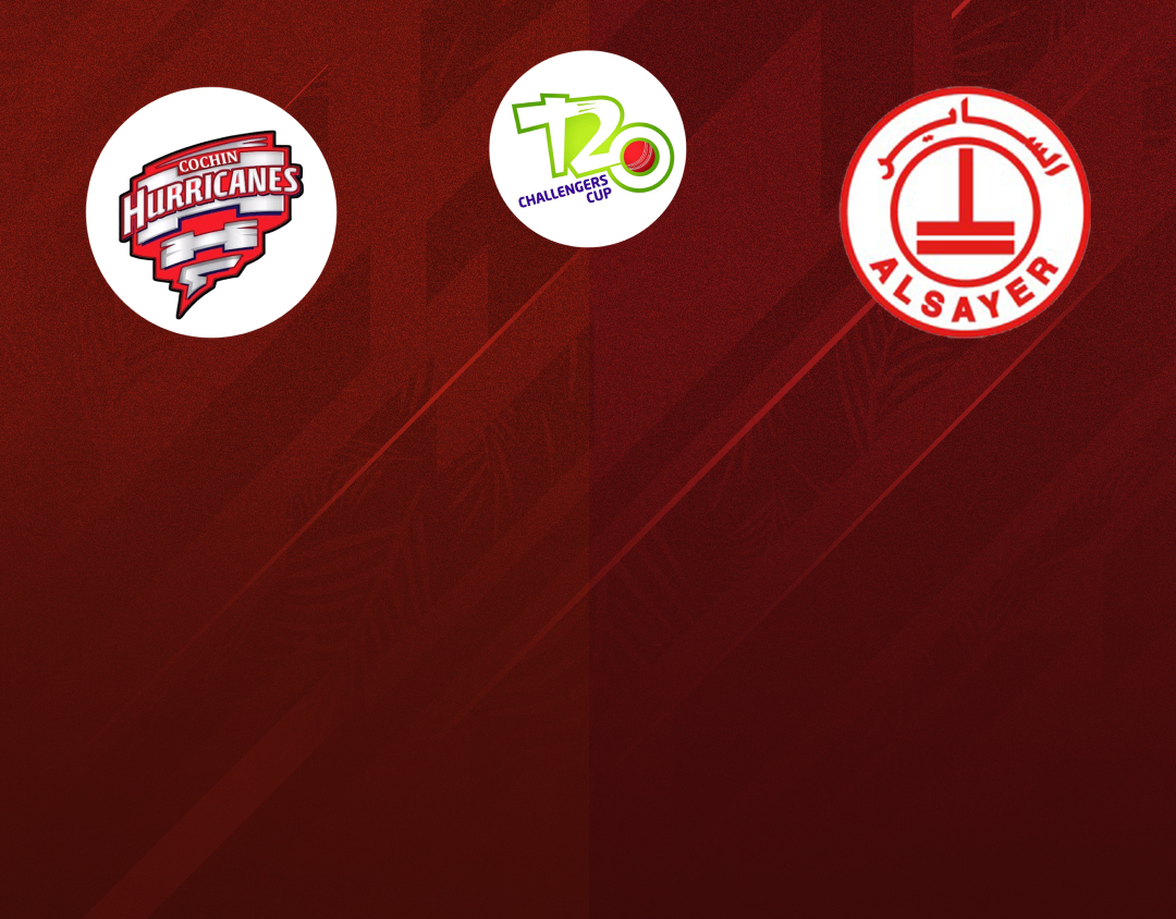 Match 54 of kcc t20 challengers cup, 2024: al sayer vs cochin hurricanes banner