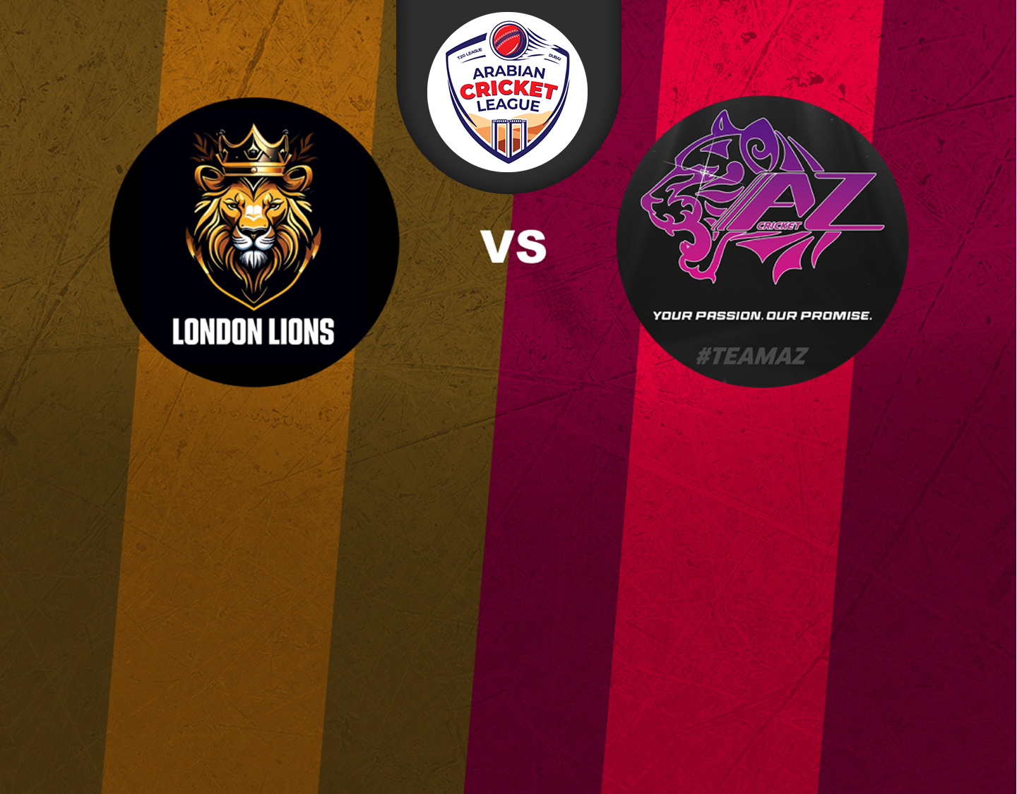 Match #67 of icca arabian cricket league round 2: london lions vs az sports banner