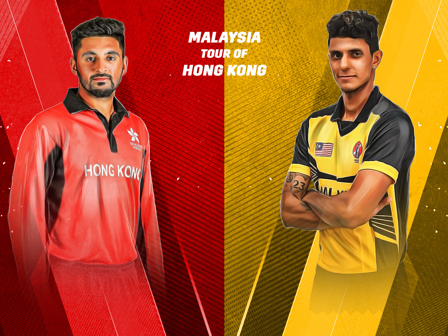 Match 1 of malaysia tour of hong kong, 2024: hong kong, china vs malaysia banner