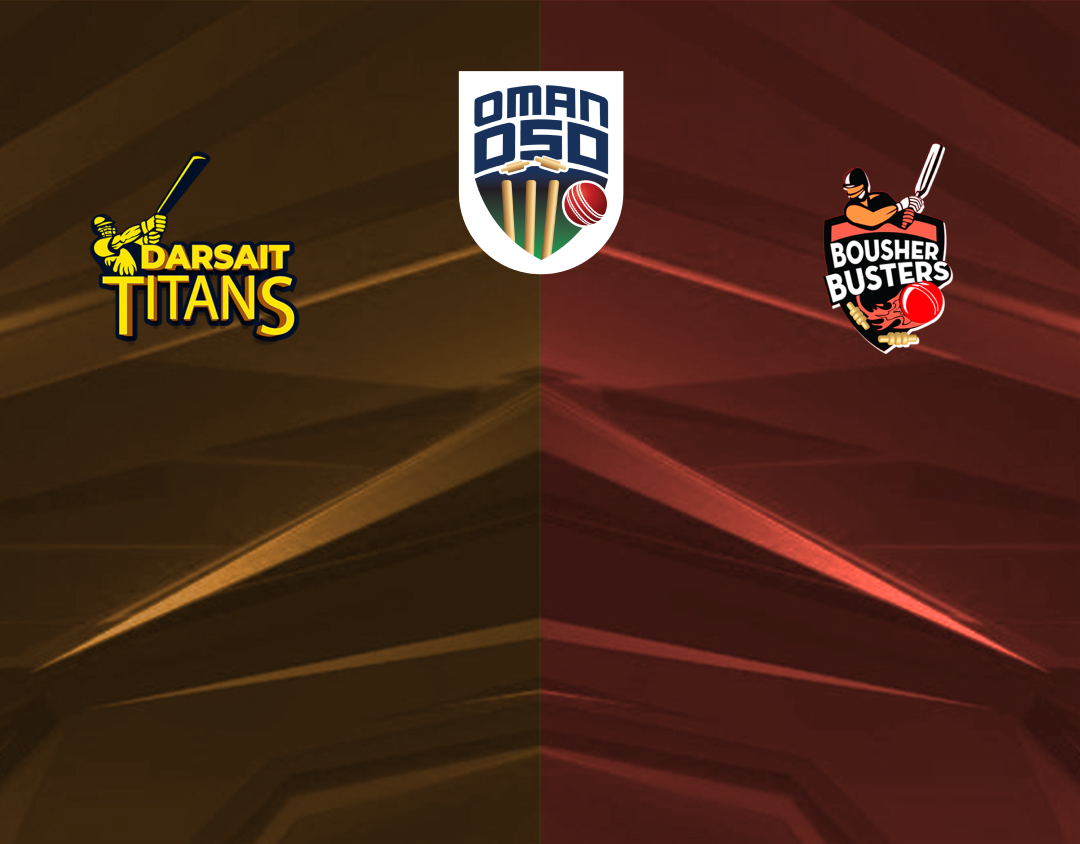 Eliminator of oman d50 league, 2024: bousher busters vs darsait titans banner