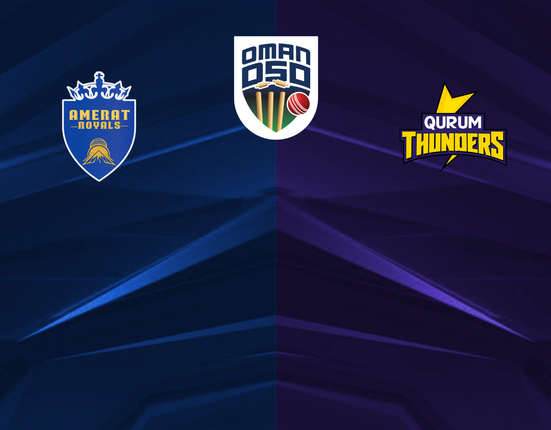 Match 4 of oman d50 league, 2024: amerat royals vs qurum thunders banner
