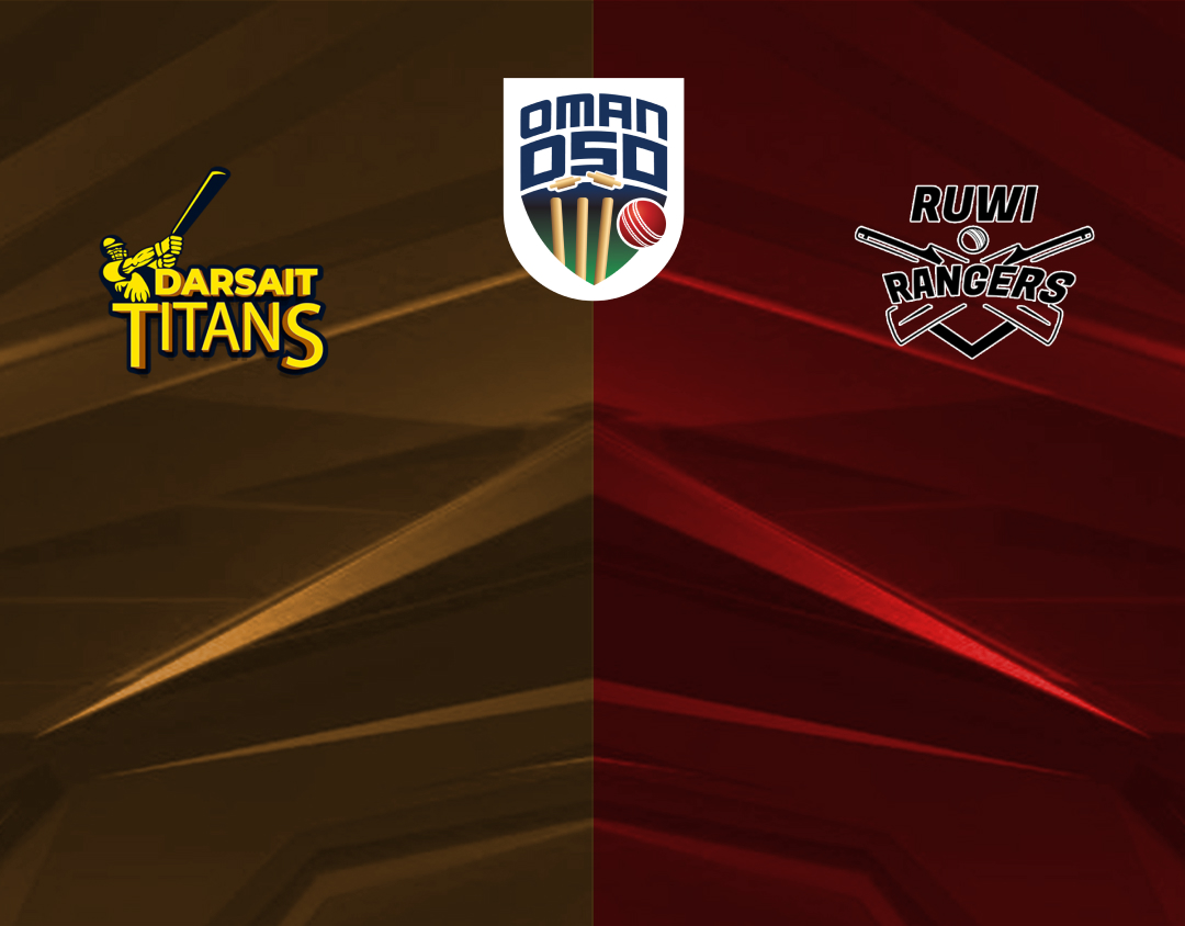 Match 5 of oman d50 league, 2024: ruwi rangers vs darsait titans banner
