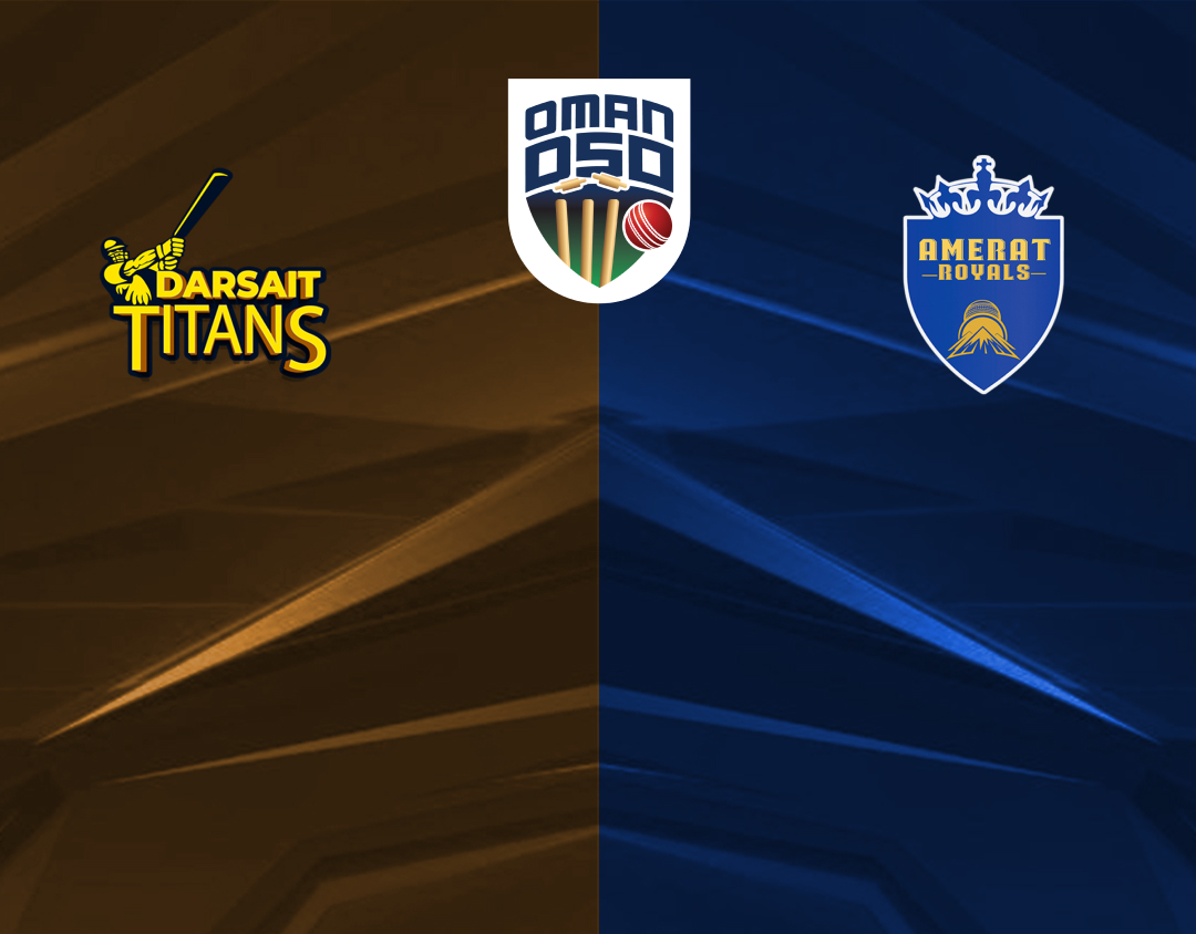Match 7 of oman d50 league, 2024: amerat royals vs darsait titans banner