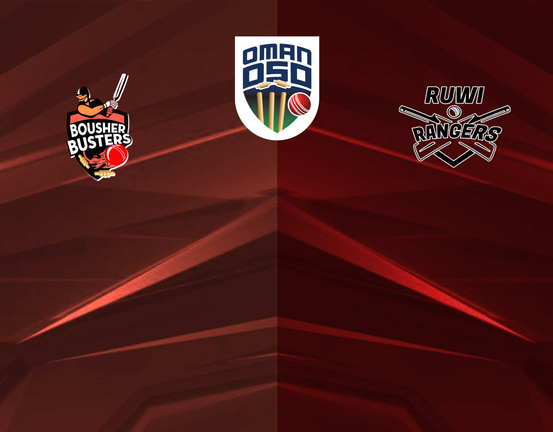 Qualifier 2 of oman d50 league, 2024: ruwi rangers vs bousher busters banner