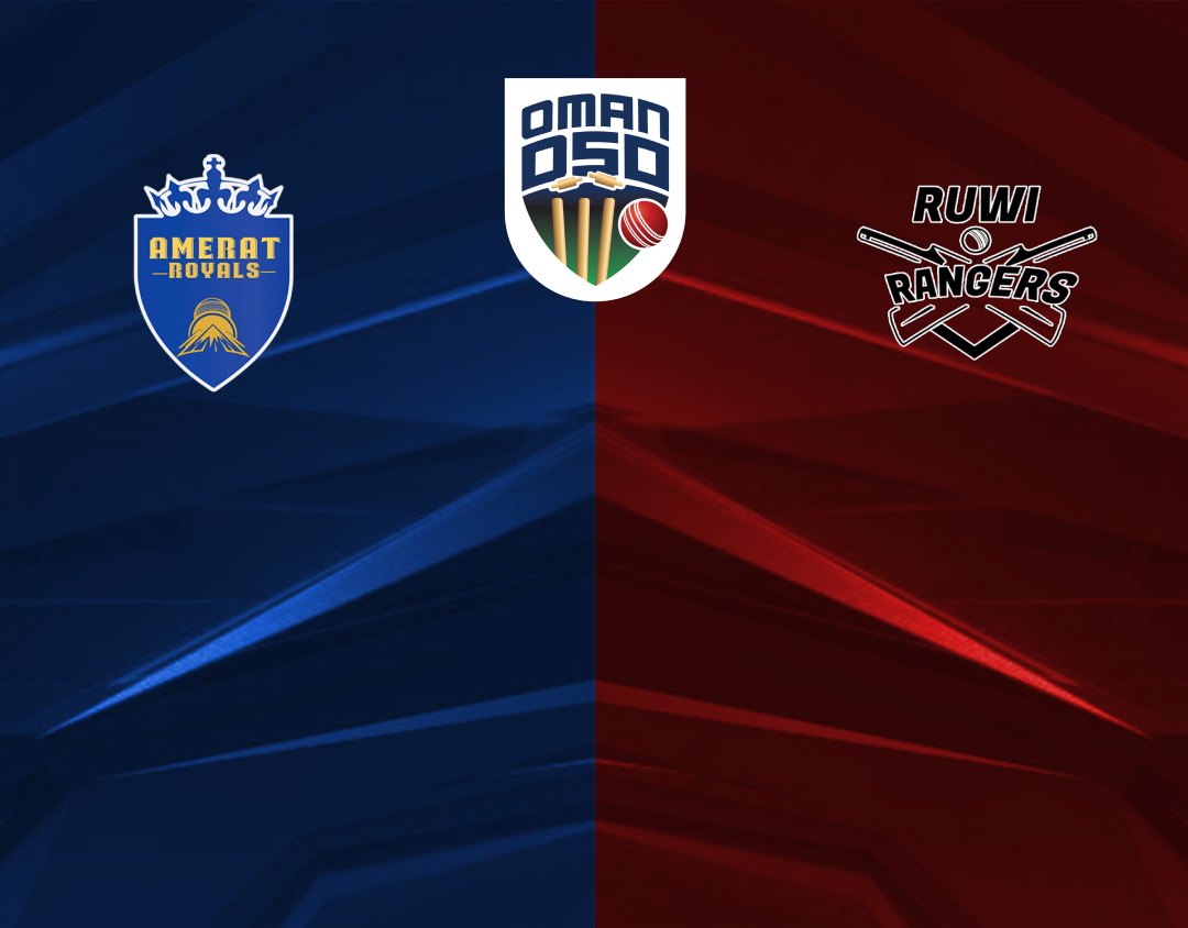 Match 10 of oman d50 league, 2024: ruwi rangers vs amerat royals banner