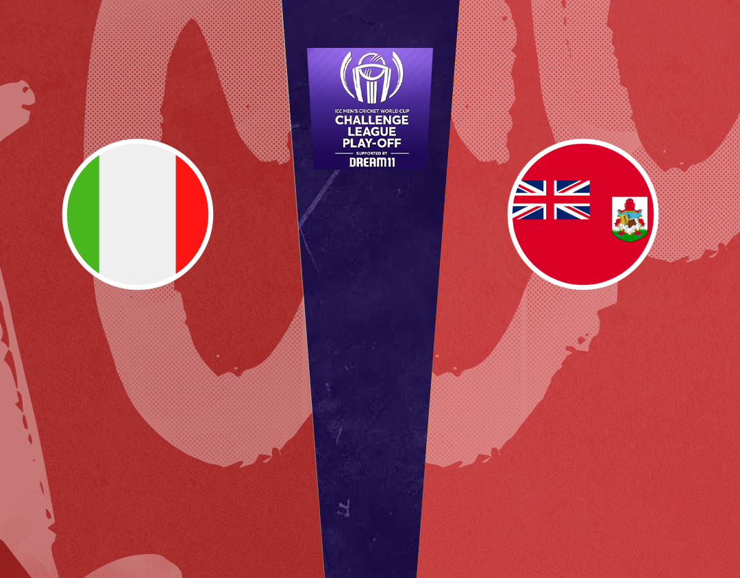 Match 1 of icc cwc challenge league play-off, 2024: italy vs bermuda banner