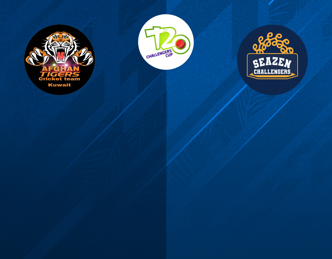 Match 20 of kcc t20 challengers cup, 2024: afghan tigers vs seazen challengers banner