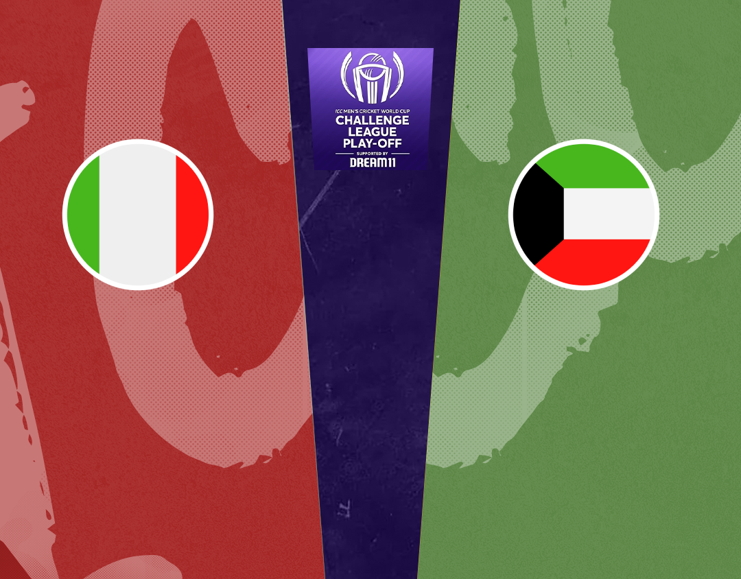Match 9 of icc cwc challenge league play-off, 2024: italy vs kuwait banner