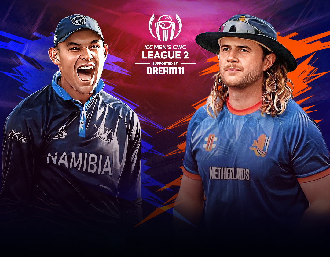 Match 3 of icc cwc league 2, 2023-27: namibia vs netherlands banner