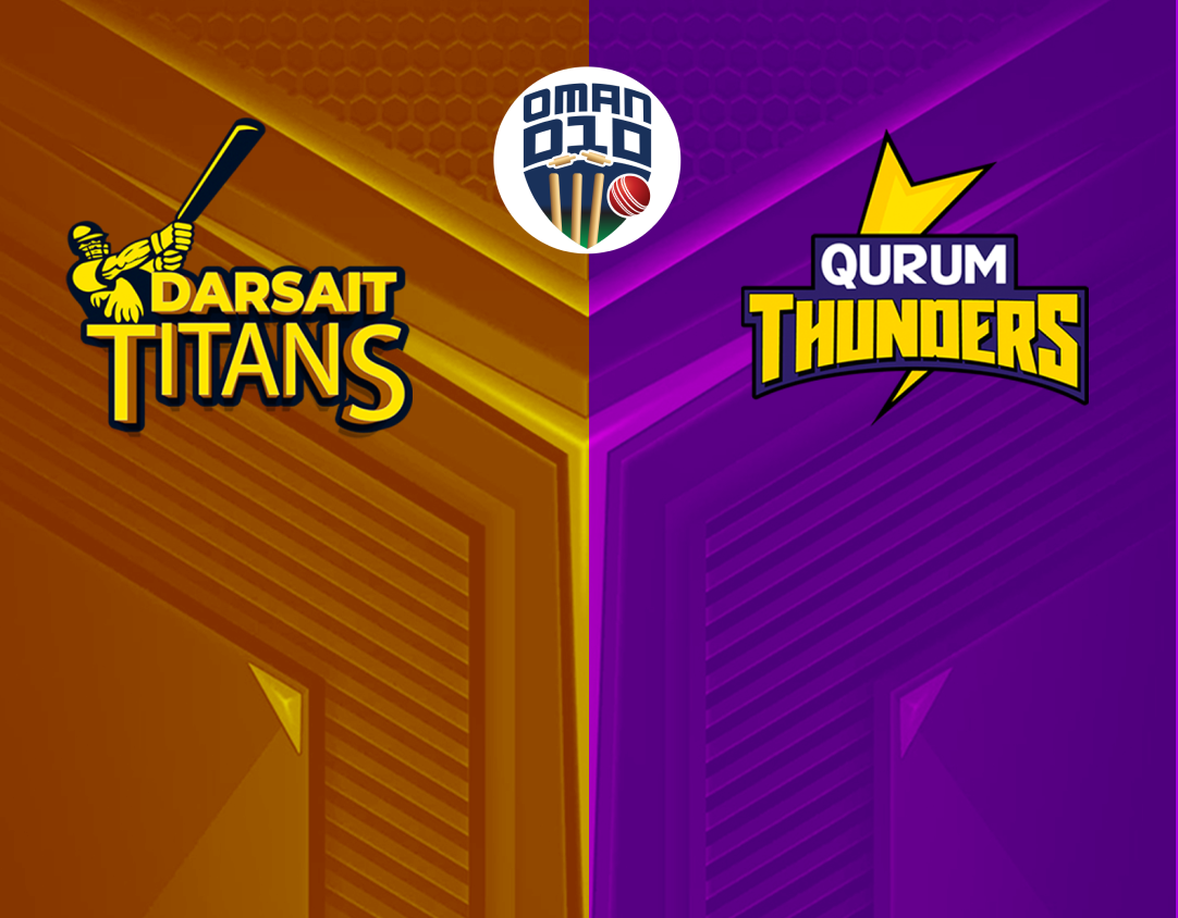 Match 15 of oman d10 league, 2024: qurum thunders vs darsait titans banner