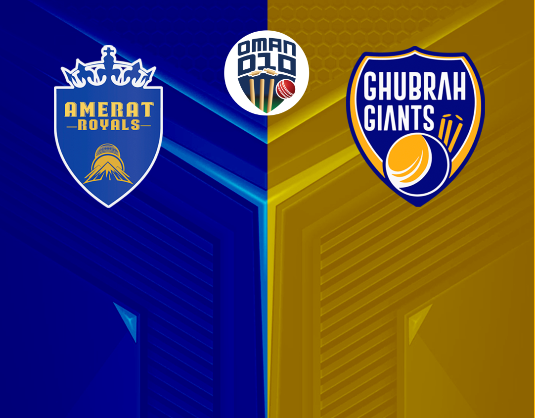 Match 16 of oman d10 league, 2024: ghubrah giants vs amerat royals banner