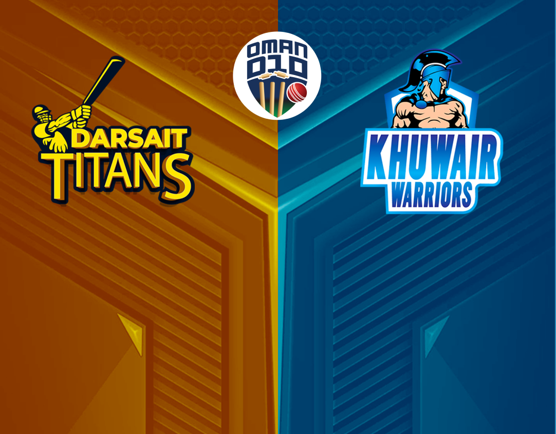 Match 20 of oman d10 league, 2024: khuwair warriors vs darsait titans banner
