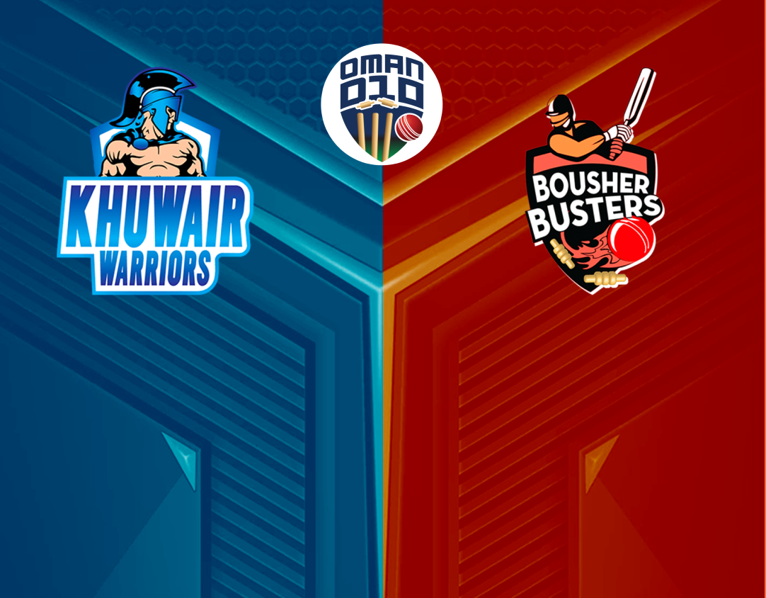 Match 24 of oman d10 league, 2024: khuwair warriors vs bousher busters banner