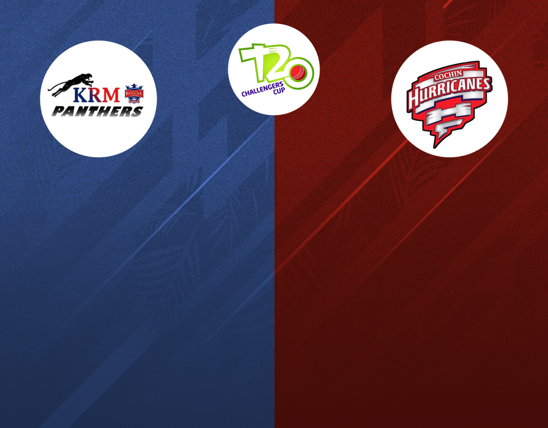 1st quarter final of kcc t20 challengers cup, 2024: krm panthers vs cochin hurricanes banner