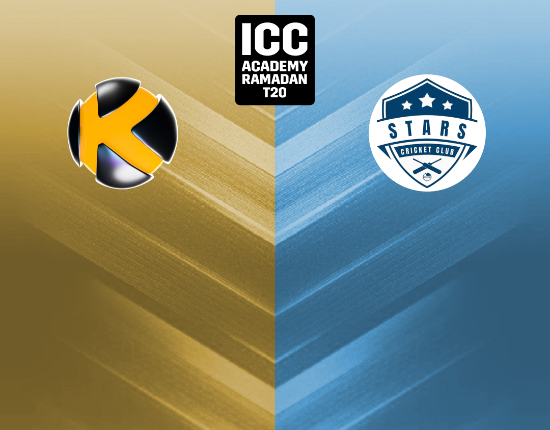 Match 12 of icc academy ramadan t20: karwan cricket club vs top stars banner