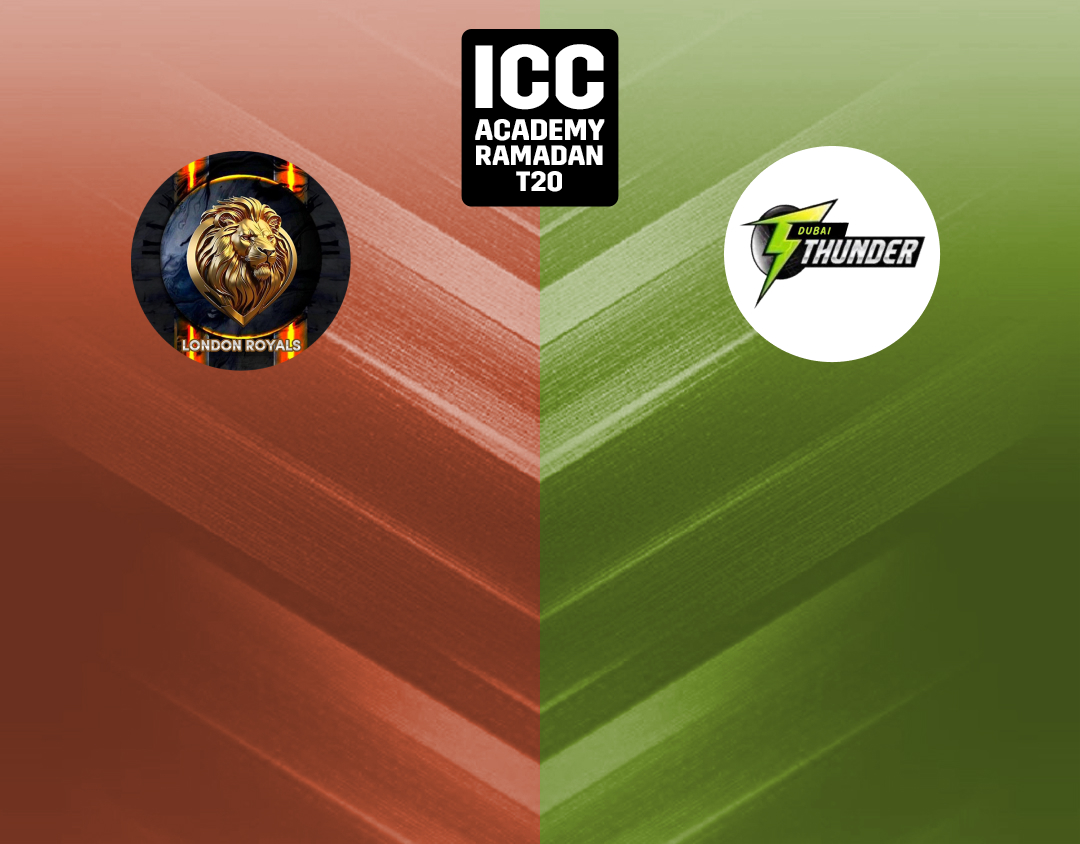 Match 13 of icc academy ramadan t20: london royals vs dubai thunders banner