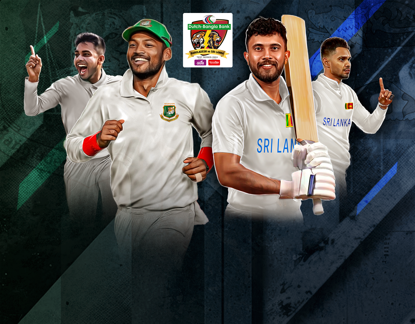 2nd test of sri lanka tour of bangladesh, 2024: bangladesh vs sri lanka banner