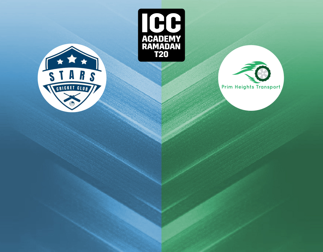 Match 4 of icc academy ramadan t20: top stars vs prim height transport banner