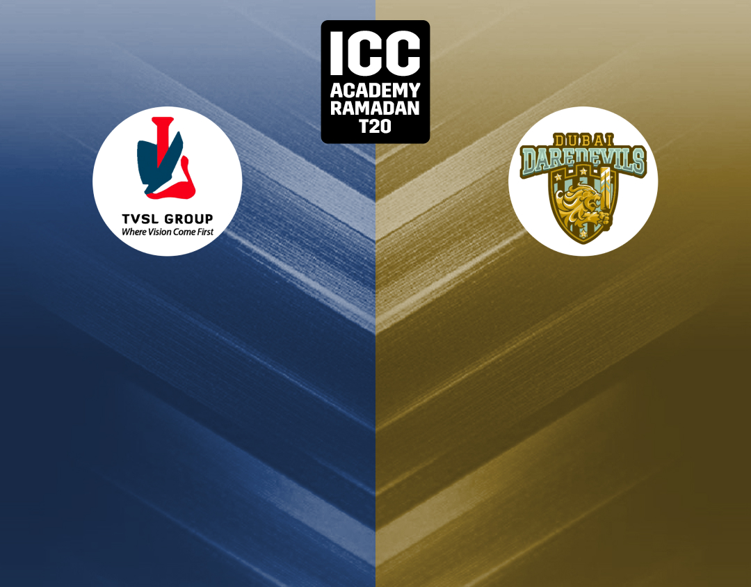 Match 14 of icc academy ramadan t20: the vision shipping vs dubai dare devils banner