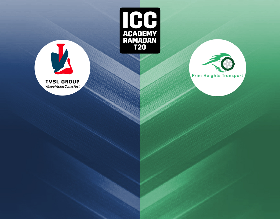 Match 8 of icc academy ramadan t20: the vision shipping vs prim height transport banner