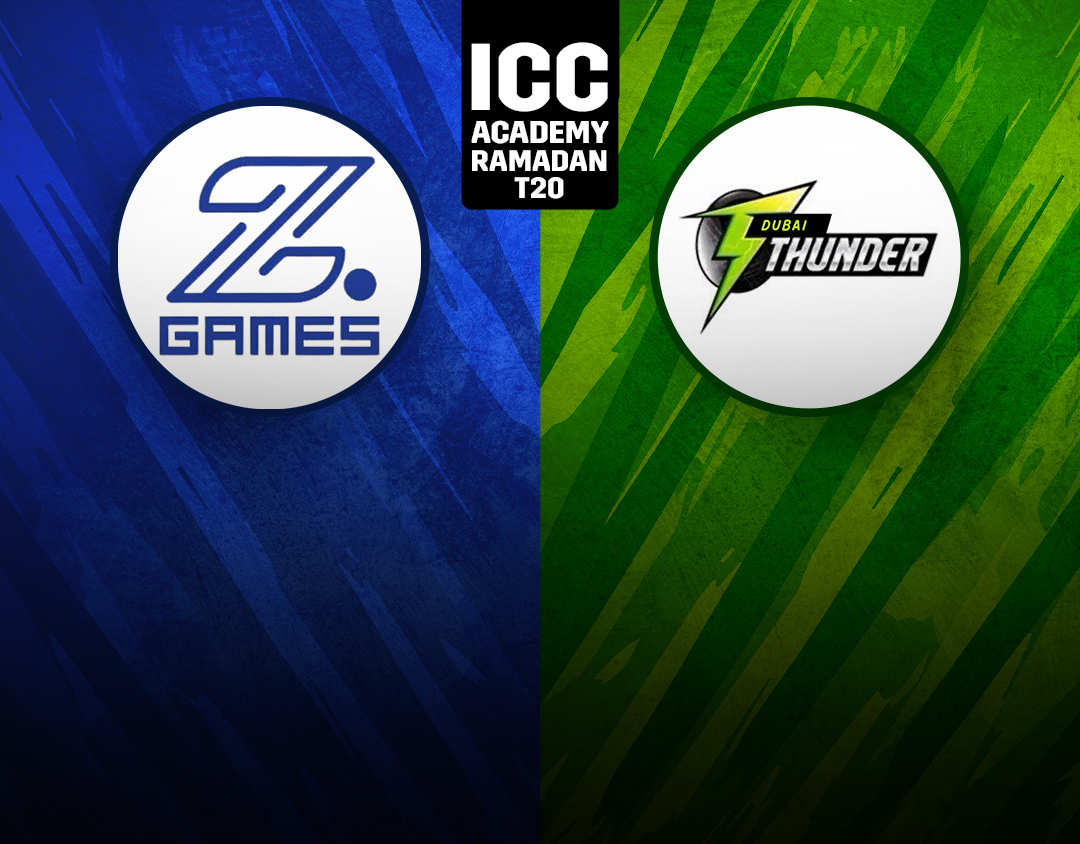 Match 1 of icc academy ramadan t20: z games strikers vs dubai thunders banner