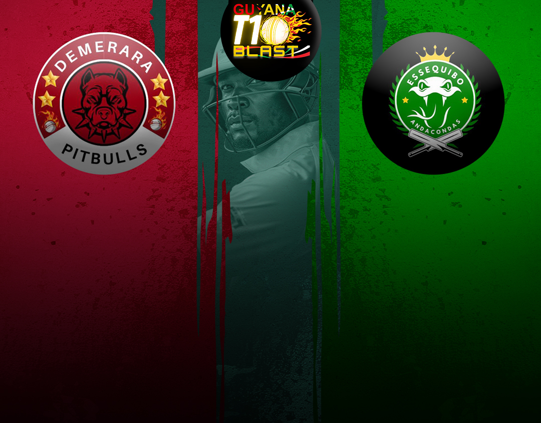 Match 5 of guyana t10 blast: demerara pitbulls vs essequibo anacondas banner