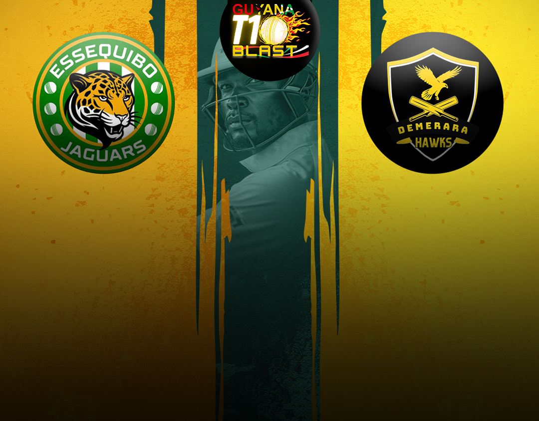 Match 1 of guyana t10 blast: essequibo jaguars vs demerara hawks banner