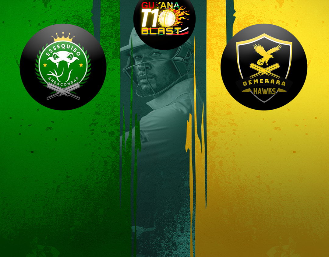 Match 30 of guyana t10 blast: essequibo anacondas vs demerara hawks banner