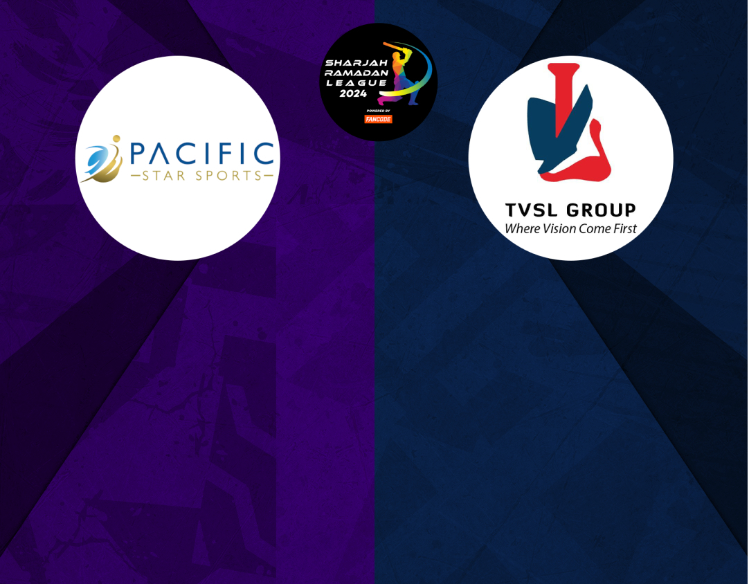 Cup quarter final - 2 of sharjah ramadan t20 league, 2024: pacific star sports vs the vision shipping banner