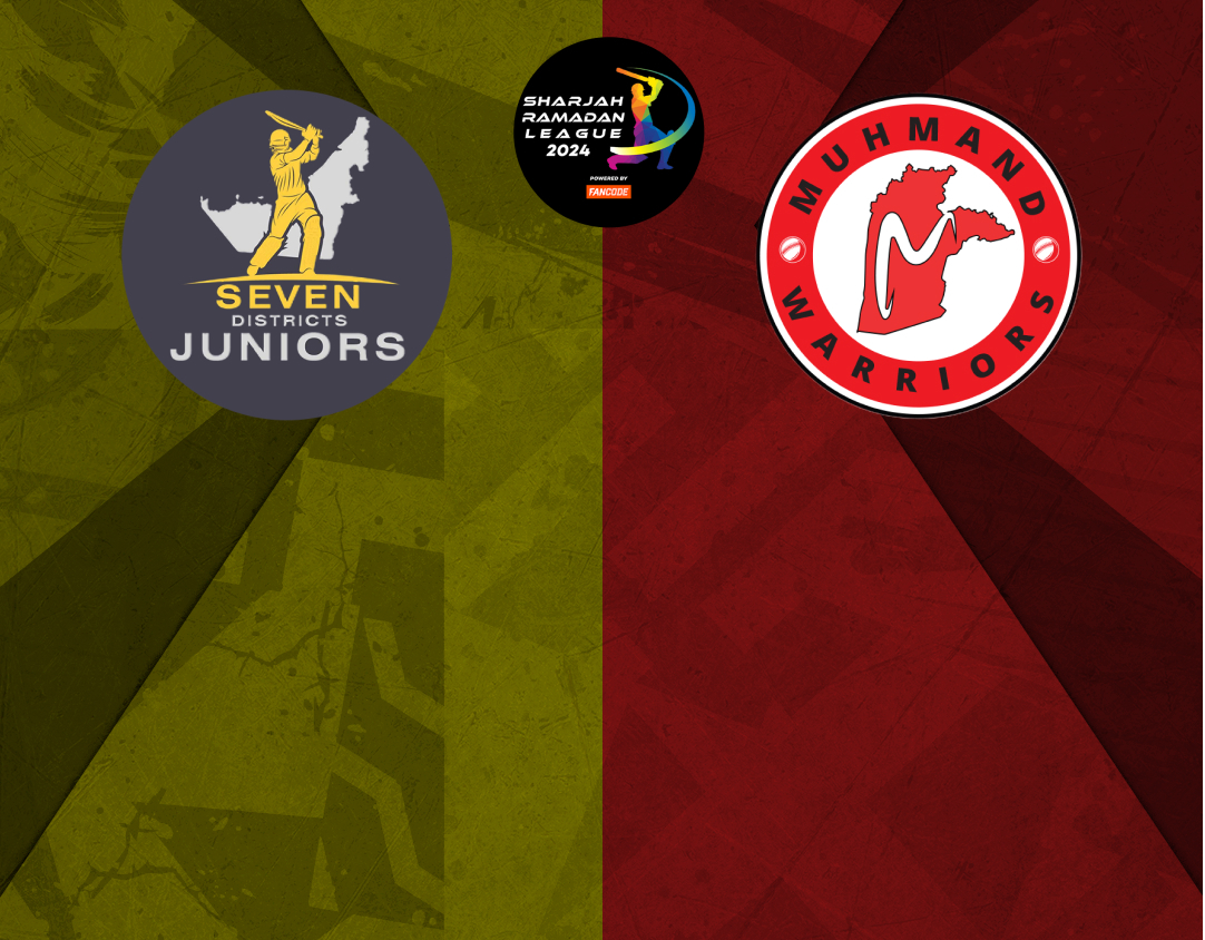 Plate quarter final 3 of sharjah ramadan t20 league, 2024: seven districts juniors vs muhamand warriors banner