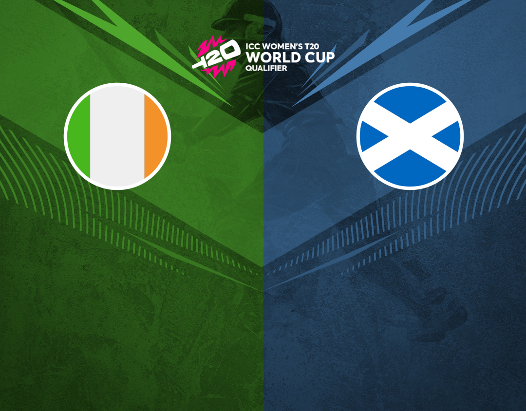 1st semi-final of icc women's t20 world cup qualifier, 2024: ireland women vs scotland women banner