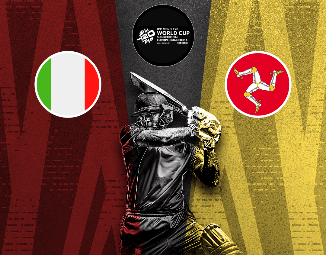 Match 9 of icc t20 world cup europe qualifier a, 2024: italy vs isle of man banner