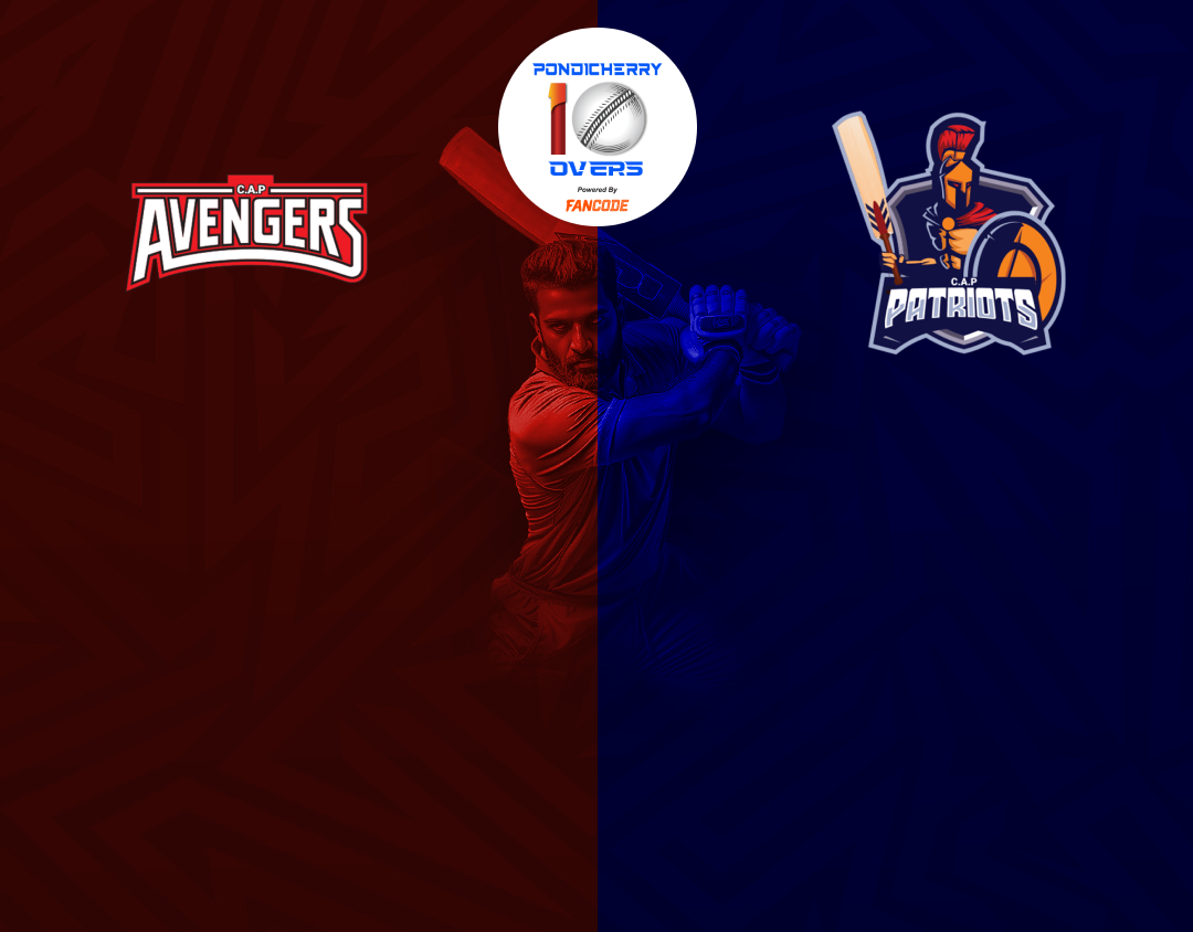 Match 42 of siechem pondicherry men's t10 tournament 2024: avengers vs patriots banner