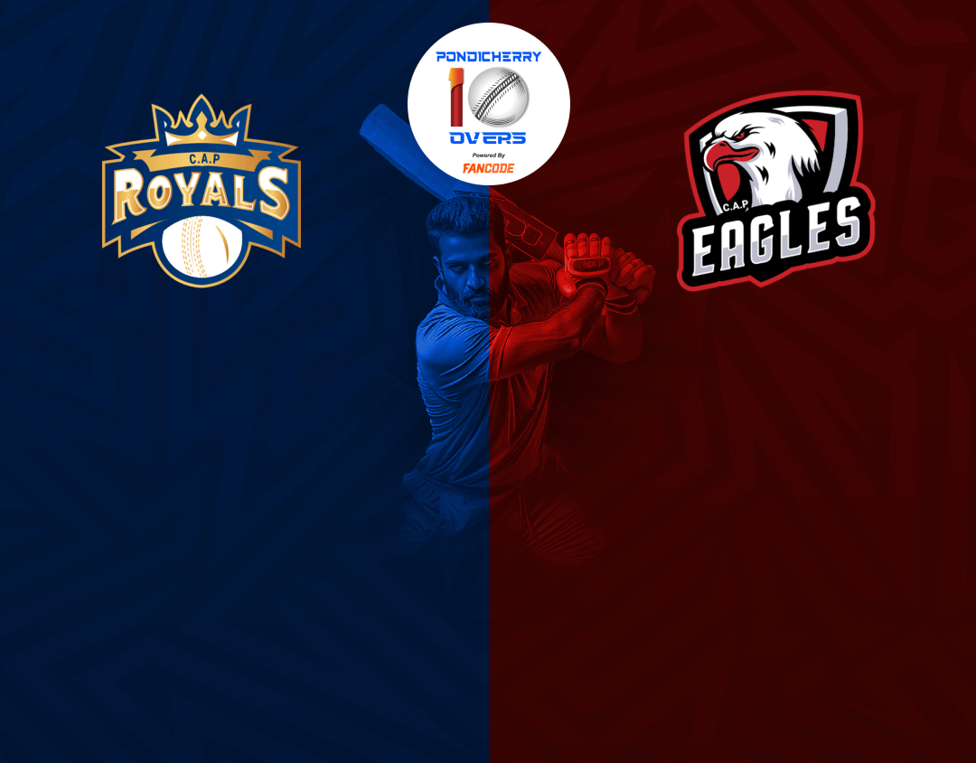 Match 43 of siechem pondicherry men's t10 tournament 2024: royals vs eagles banner