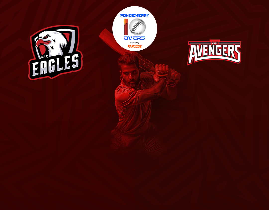 Match 51 of siechem pondicherry men's t10 tournament 2024: eagles vs avengers banner